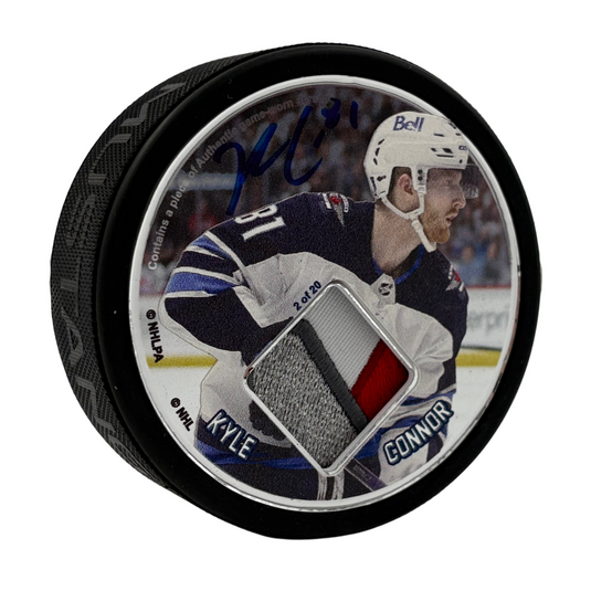 Kyle Connor Authentic Autographed Game-Worn Jersey Puck #/20