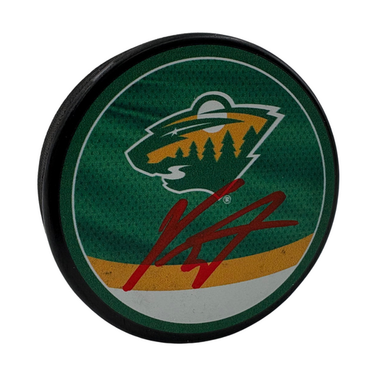 Kirill Kaprizov Minnesota Wild Reverse Retro Autographed Hockey Puck