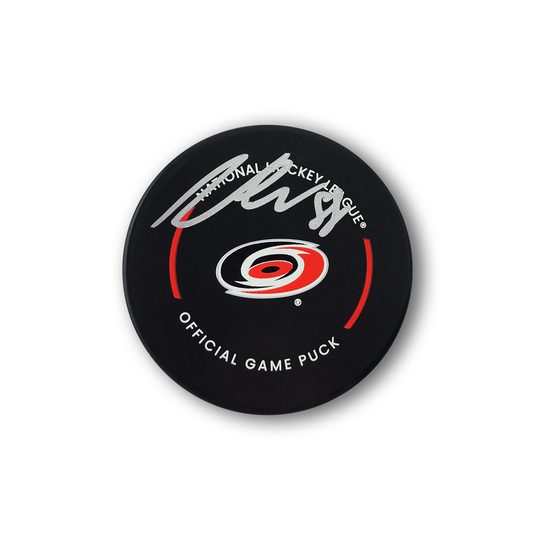 Martin Necas Autographed Carolina Hurricanes Official Hockey Puck