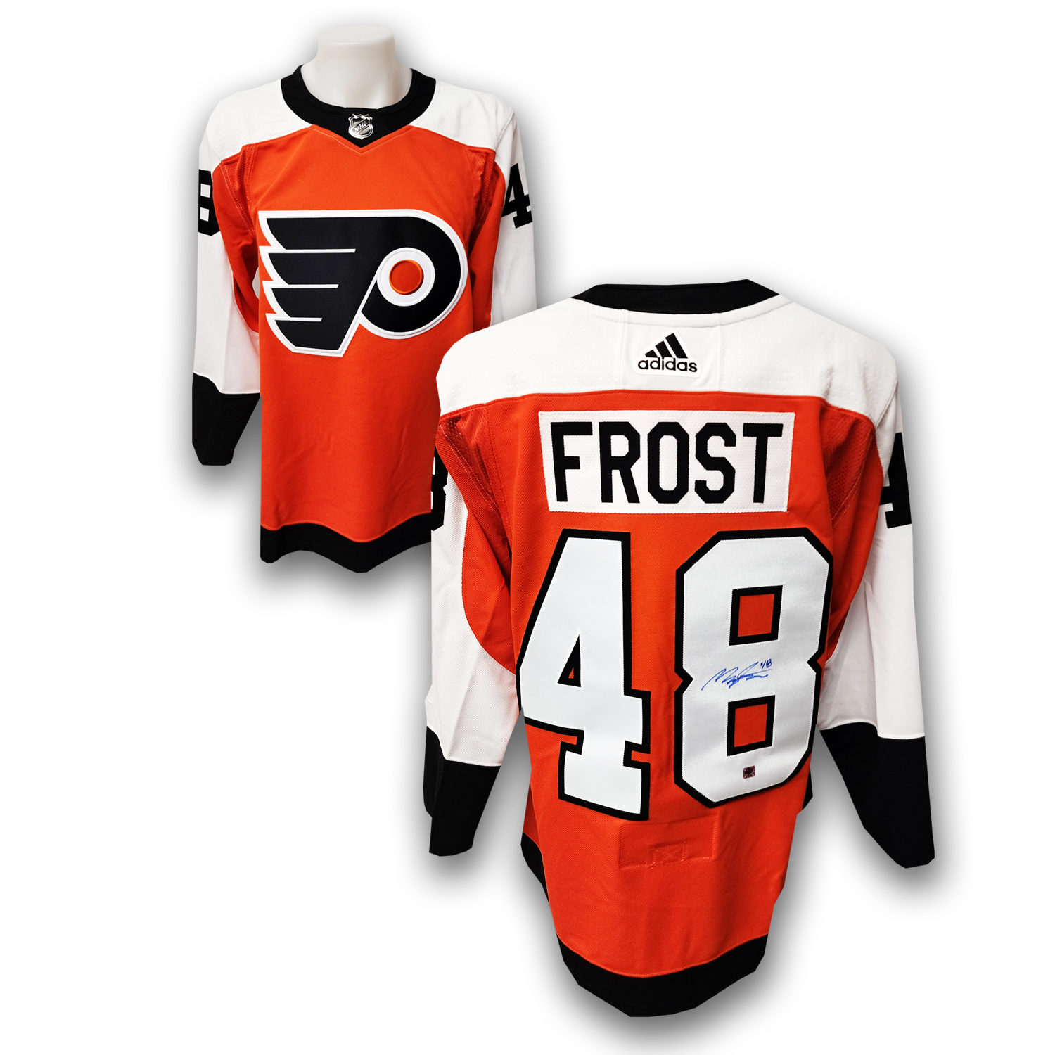 Morgan Frost Autographed Philadelphia Flyers Home Adidas Jersey