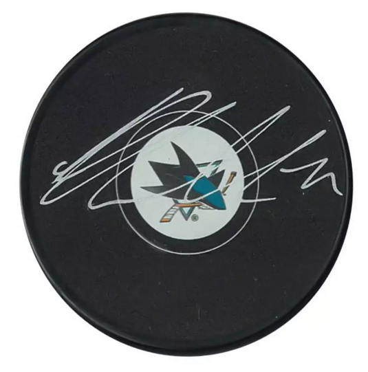 Macklin Celebrini Autographed San Jose Sharks Hockey Puck