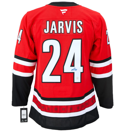 Seth Jarvis Signed Carolina Hurricanes Alt Red Fanatics Premium Jersey