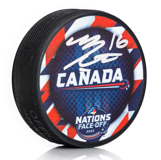 Mitch Marner Signed Team Canada NHL 4 Nations Face-Off Hockey Puck
