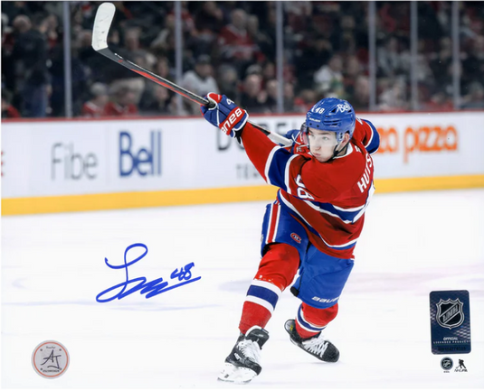 Lane Hutson Autographed Montreal Canadiens Slapshot 8x10 Photo