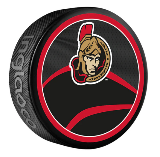 Pre-Order - Linus Ullmark Autographed Ottawa Senators Reverse Retro Hockey Puck