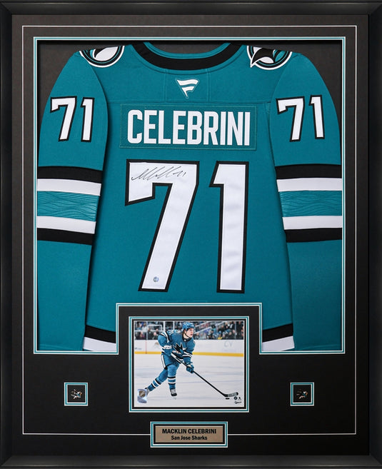 Framed Macklin Celebrini Autographed San Jose Sharks Fanatics Premium Home Jersey