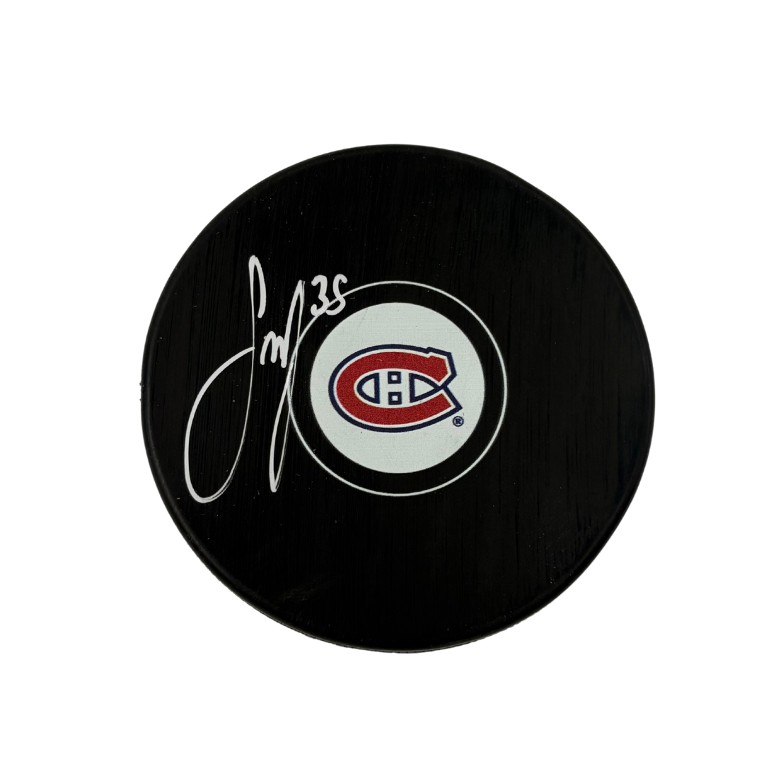 Samuel Montembeault Autographed Montreal Canadiens Hockey Puck