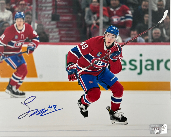 Lane Hutson Autographed Montreal Canadiens Skating Home 8x10 Photo