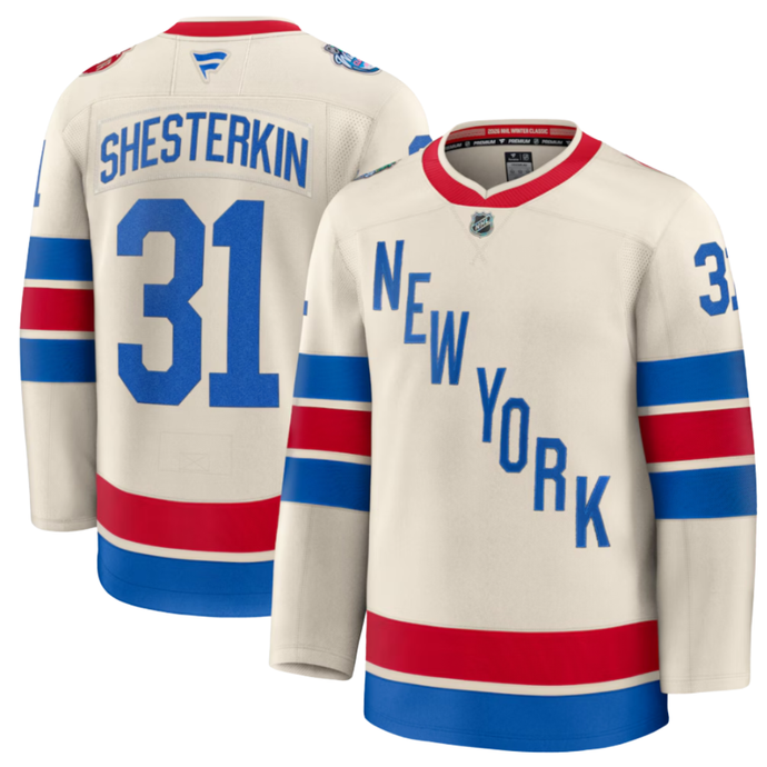 Men's New York Rangers Igor Shesterkin Fanatics Beige 2026 NHL Winter Classic Premium Jersey