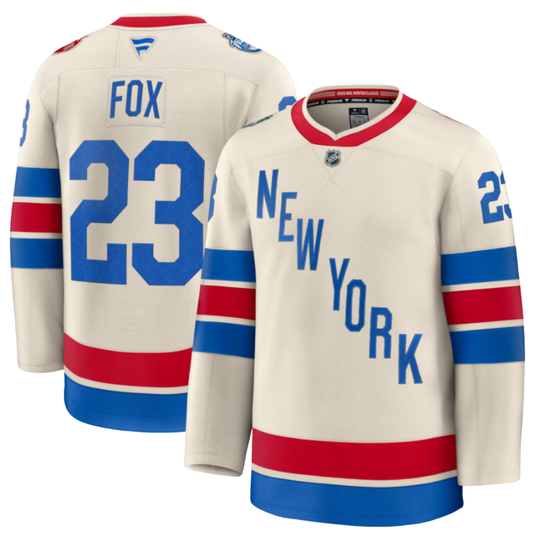 Men's New York Rangers Adam Fox Fanatics Beige 2026 NHL Winter Classic Premium Jersey