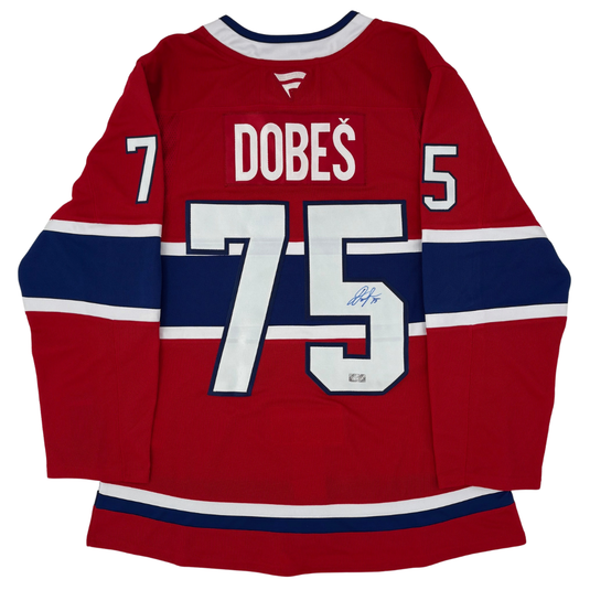 Jakub Dobes Autographed Montreal Canadiens Fanatics Premium Home Jersey