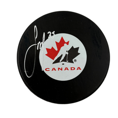 Samuel Montembeault Autographed Team Canada Hockey Puck