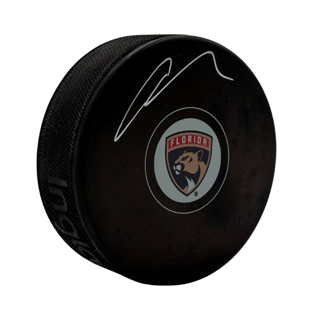 Carter Verhaeghe Autographed Florida Panthers Hockey Puck