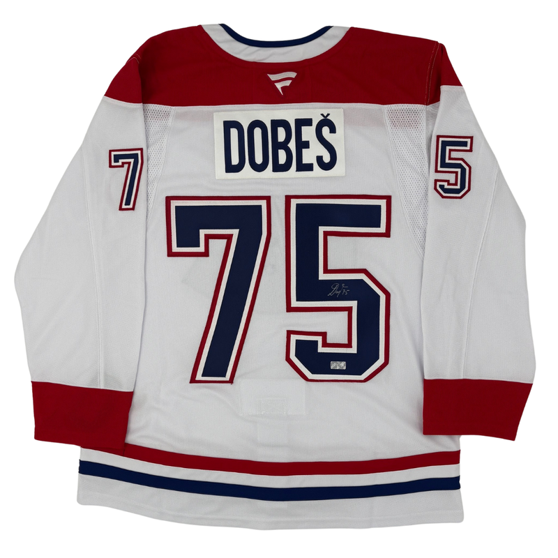 Load image into Gallery viewer, Jakub Dobes Autographed Montreal Canadiens Fanatics Premium Away Jersey
