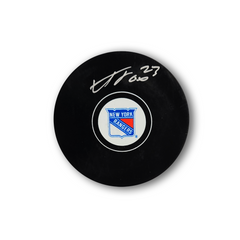 Adam Fox Autographed New York Rangers Hockey Puck