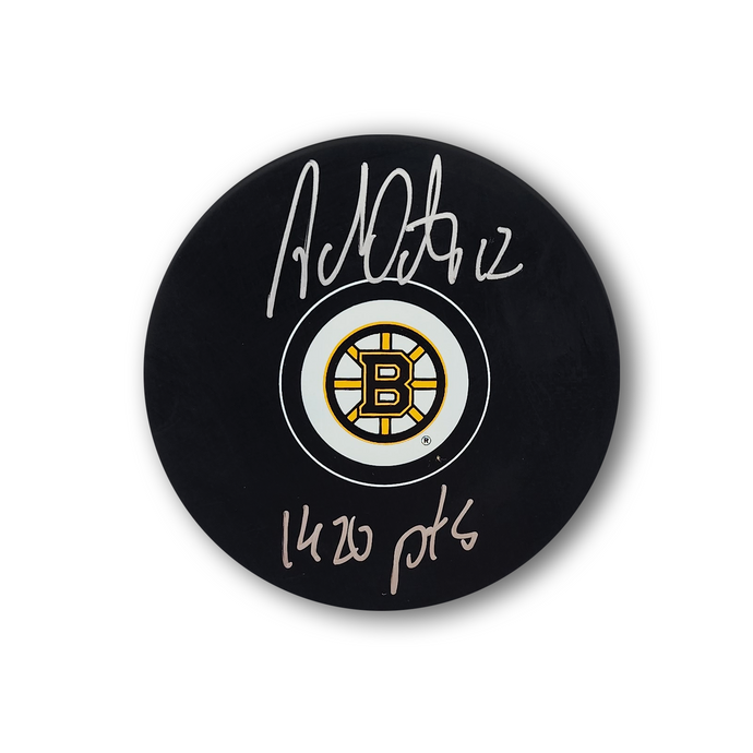 Adam Oates Autographed Boston Bruins Hockey Puck 1420 PTs