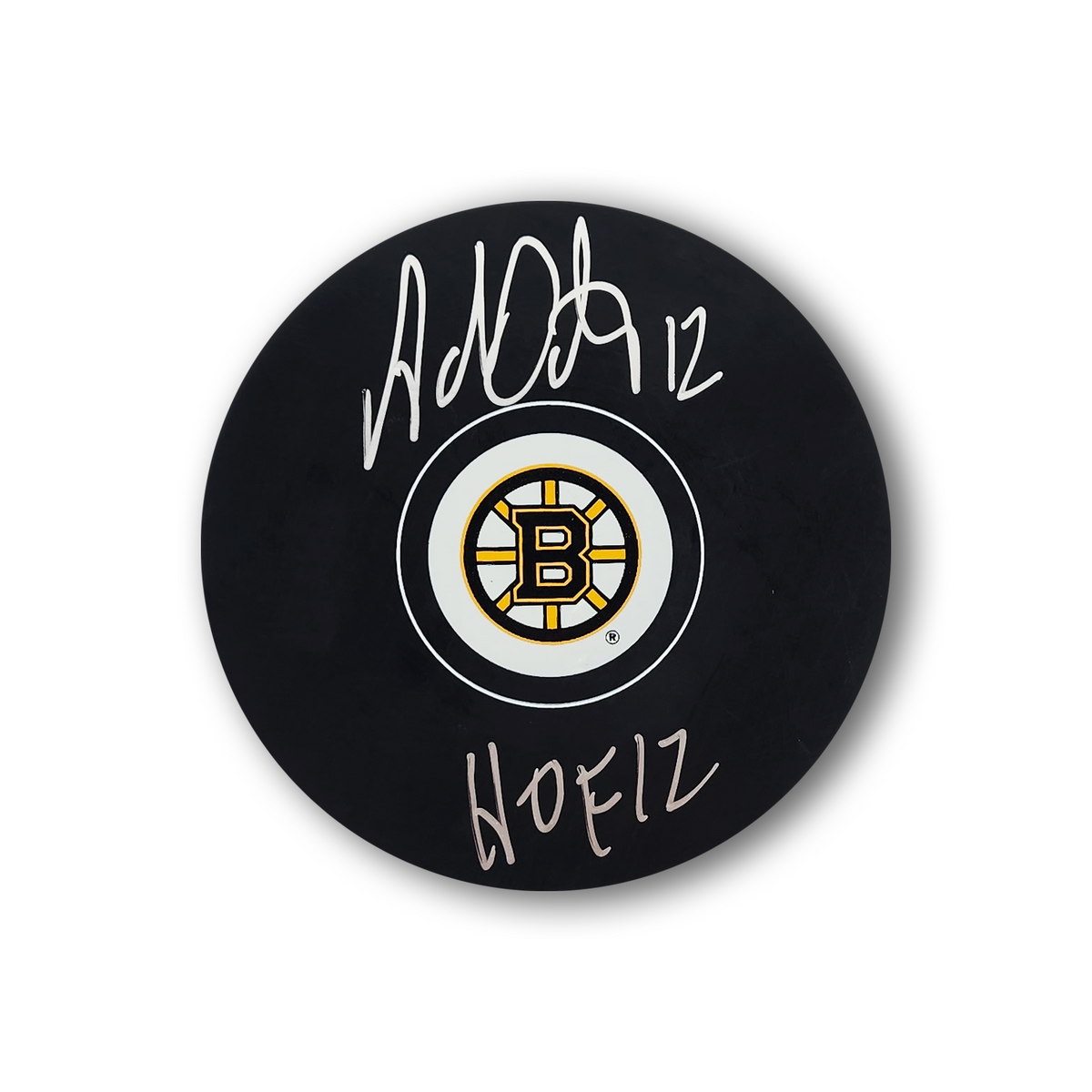 Adam Oates Autographed Boston Bruins Hockey Puck HOF 12