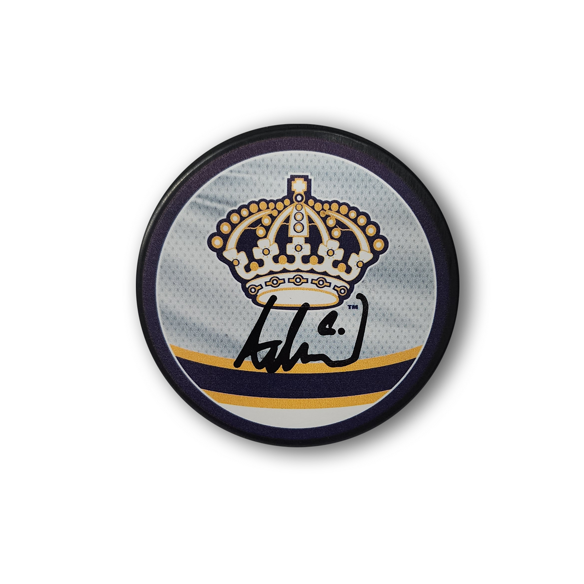 Adrian Kempe Autographed Los Angeles Kings Reverse Retro Hockey Puck