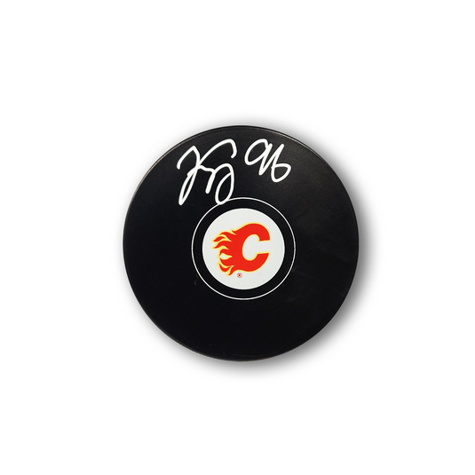 Andrei Kuzmenko Autographed Calgary Flames Hockey Puck