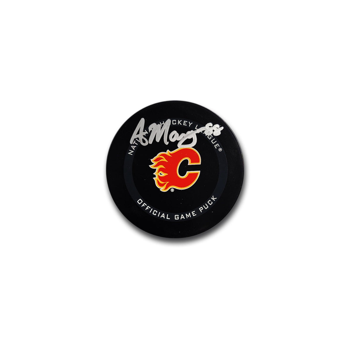 Andrew Mangiapane Calgary Flames Autographed Official Game Hockey Puck