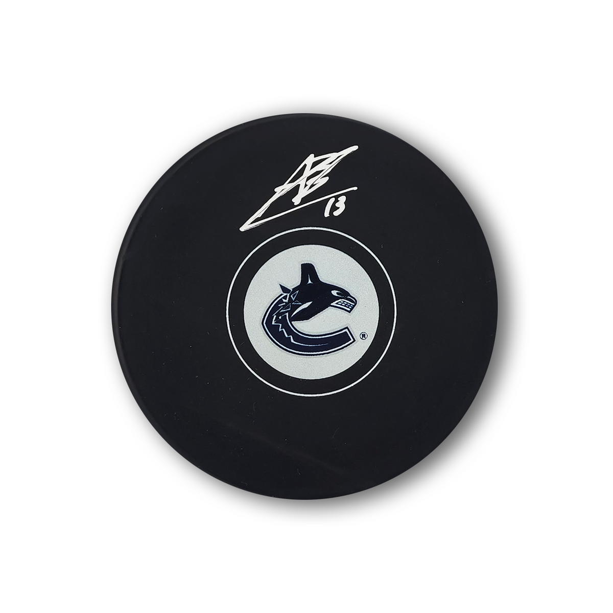 Arshdeep Bains Autographed Vancouver Canucks Hockey Puck