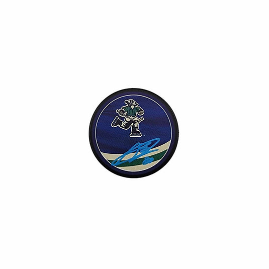 Arshdeep Bains Autographed Vancouver Canucks Reverse Retro Hockey Puck