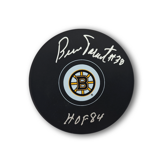 Bernie Parent Autographed Philadelphia Flyers Hockey Puck HOF 84