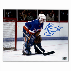 Billy Smith Autographed New York Islanders 8x10 Photo (White Helmet)