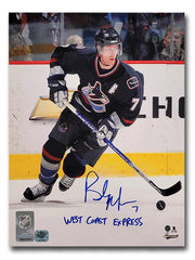 Brendan Morrison Vancouver Canucks Autographed 8x10 Photo Inscribed West Coast Express (Navy Orca)