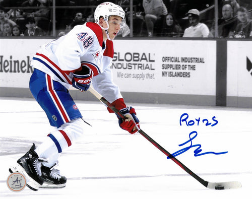 Lane Hutson Autographed Montreal Canadiens Color Isolation 8x10 Photo w/ ROY 2025 Inscription