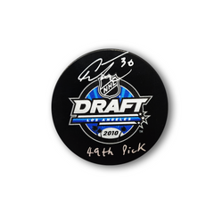 Calvin Pickard Autographed 2010 NHL Draft Hockey Puck Inscribed 49th Pick