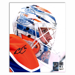 Calvin Pickard Autographed Edmonton Oilers Close Up 8x10 Photo