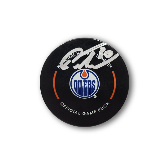 Calvin Pickard Autographed Edmonton Oilers Official Hockey Puck