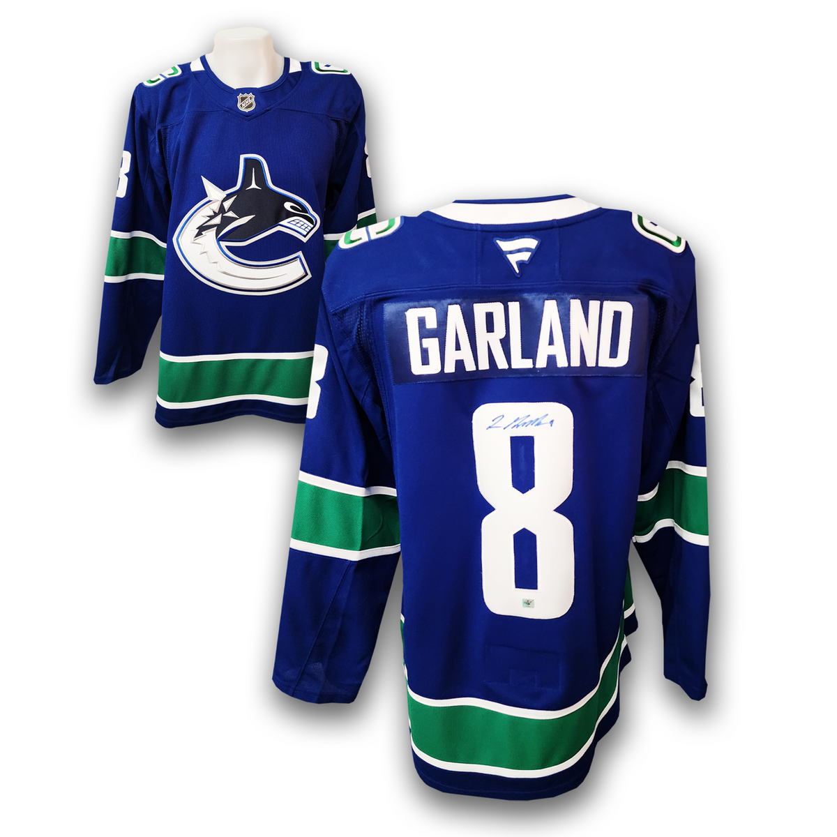 Connor Garland Autographed Vancouver Canucks Home Fantics Premium Jersey