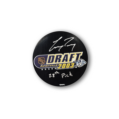 Corey Perry Autographed 2003 NHL Draft Hockey Puck Inscribed 28th Pick