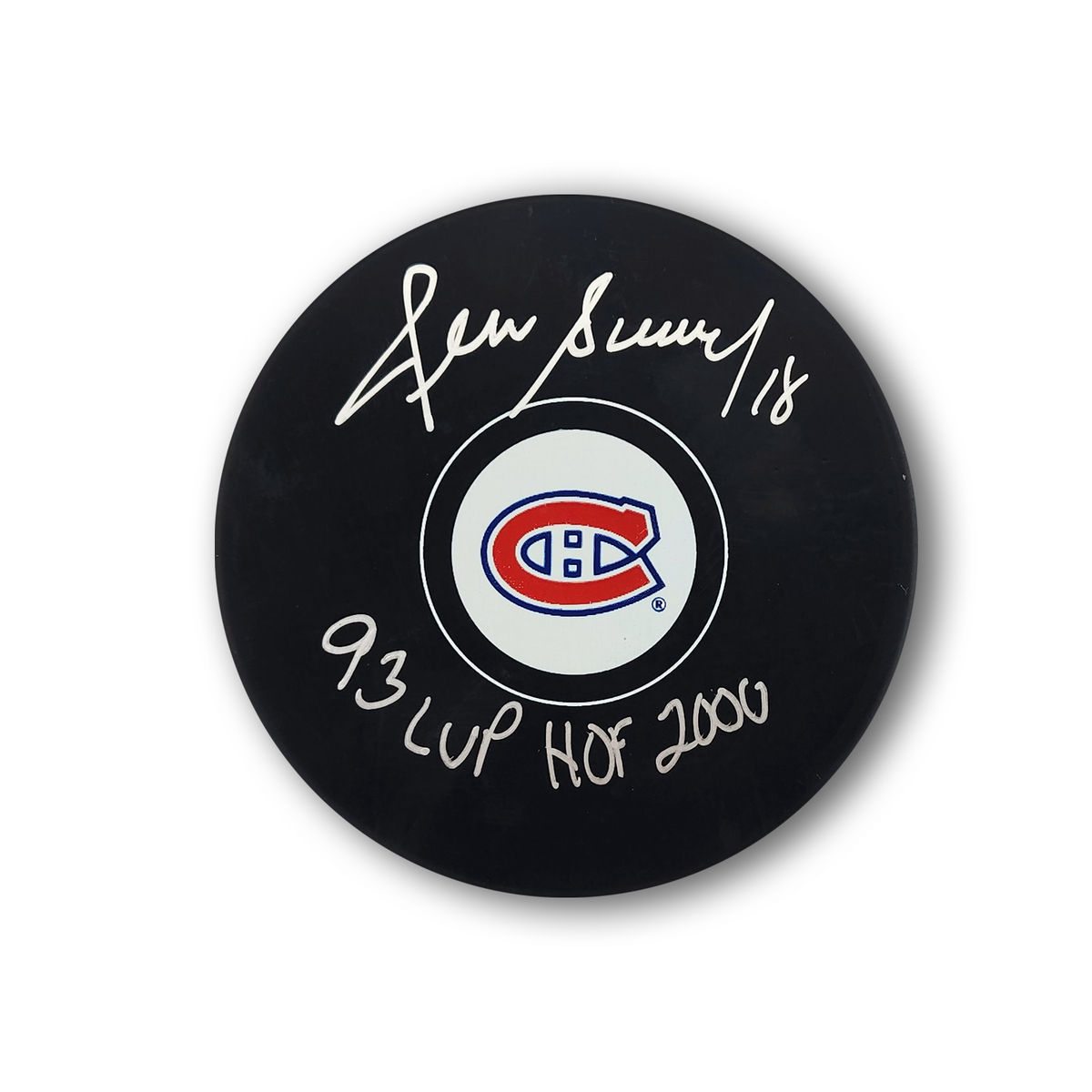 Denis Savard Autographed Montreal Canadiens Hockey Puck 93 Cup