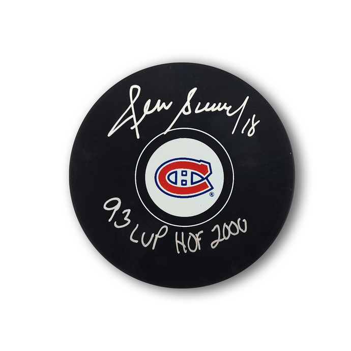 Denis Savard Autographed Montreal Canadiens Hockey Puck 93 Cup