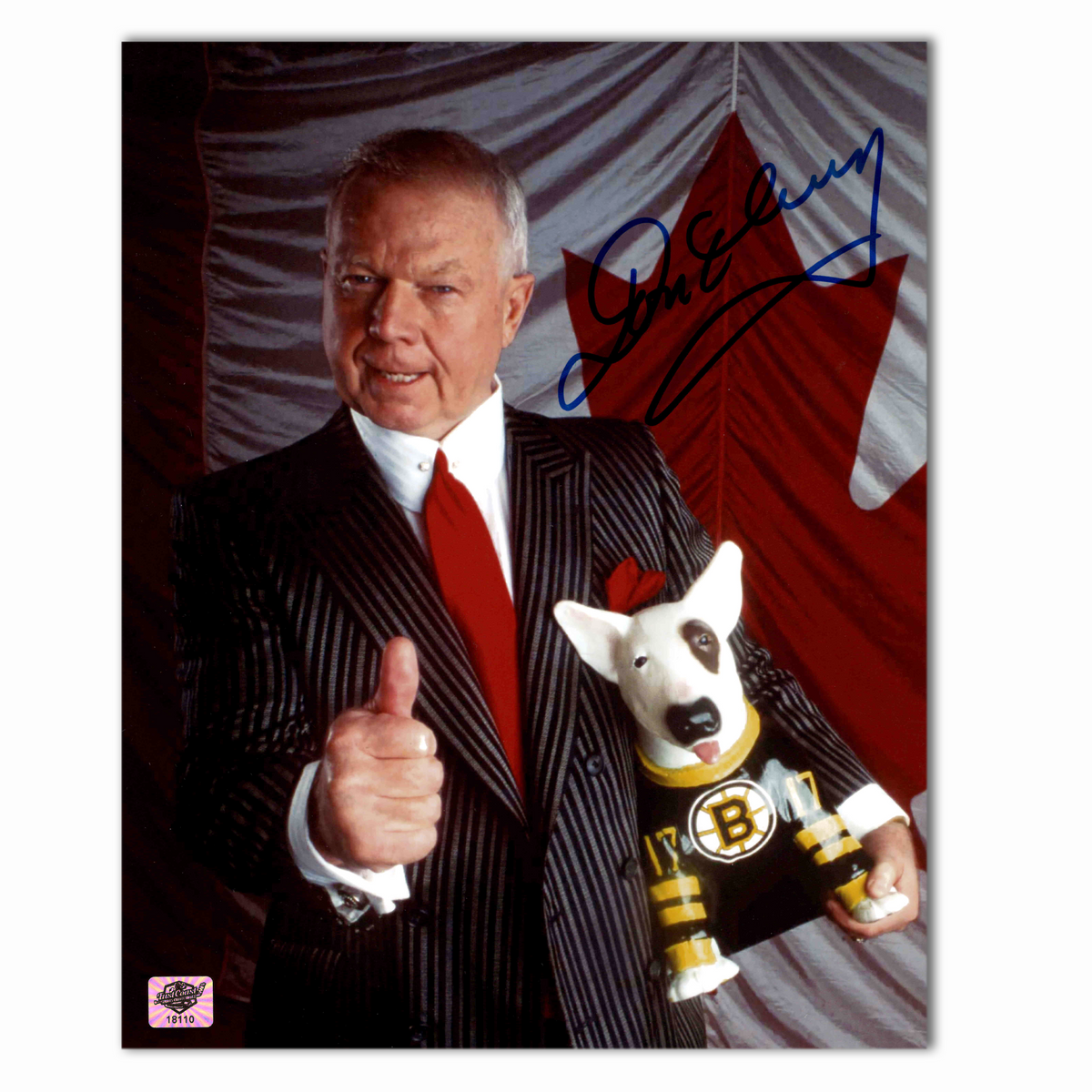 Don Cherry Autographed Boston Bruins Blues 8x10 Photo