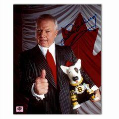 Don Cherry Autographed Boston Bruins Blues 8x10 Photo