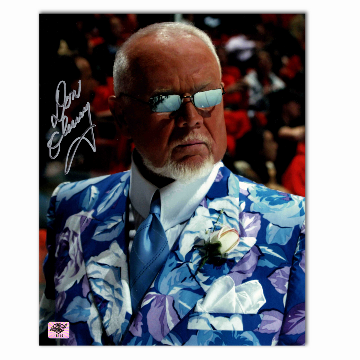 Don Cherry Autographed HNIC Glasses 8x10 Photo