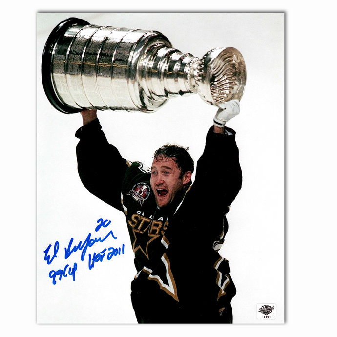 Ed Belfour Autographed Dallas Stars Stanley Cup 8x10 Photo
