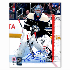 Elvis Merzlikins Autographed Columbus Blue Jackets Alternate Photo 8x10