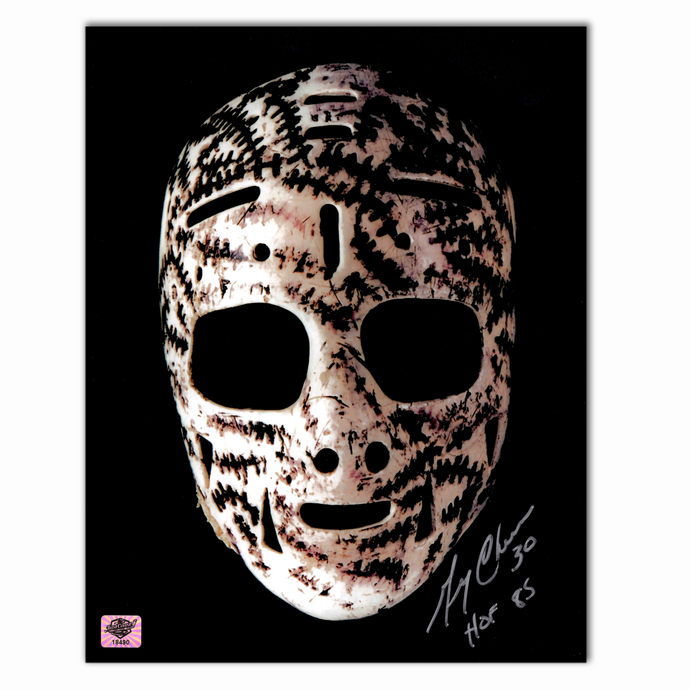 Gerry Cheevers Autographed Boston Bruins Mask 8x10 Photo
