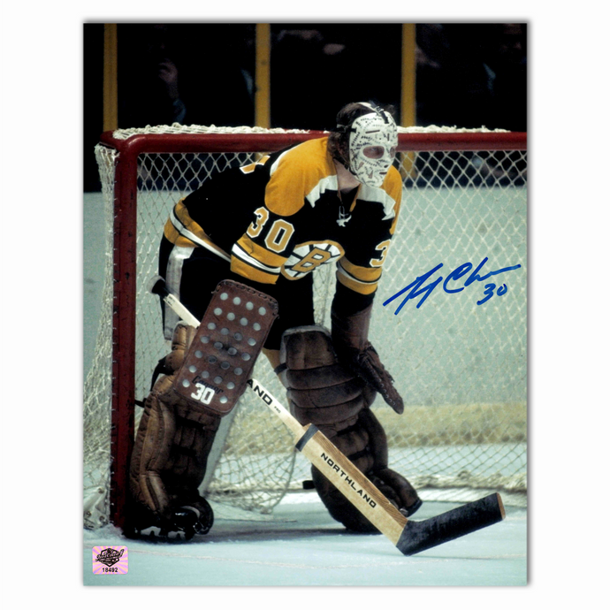 Gerry Cheevers Autographed Boston Bruins Home 8x10 Vertical Photo (Color)