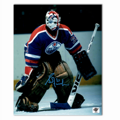 Grant Fuhr Autographed Edmonton Oilers 8x10 Photo (Baby Blue)