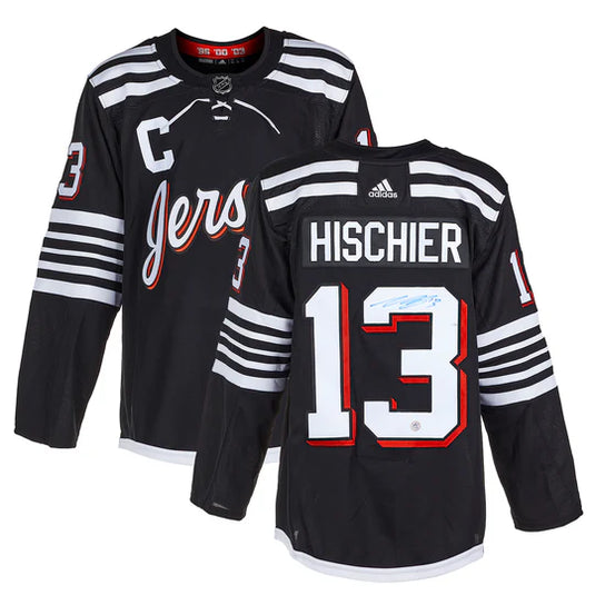Nico Hischier Signed New Jersey Devils Alternate adidas Jersey