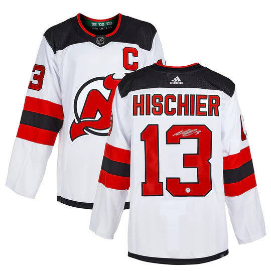 Nico Hischier Signed New Jersey Devils White adidas Jersey