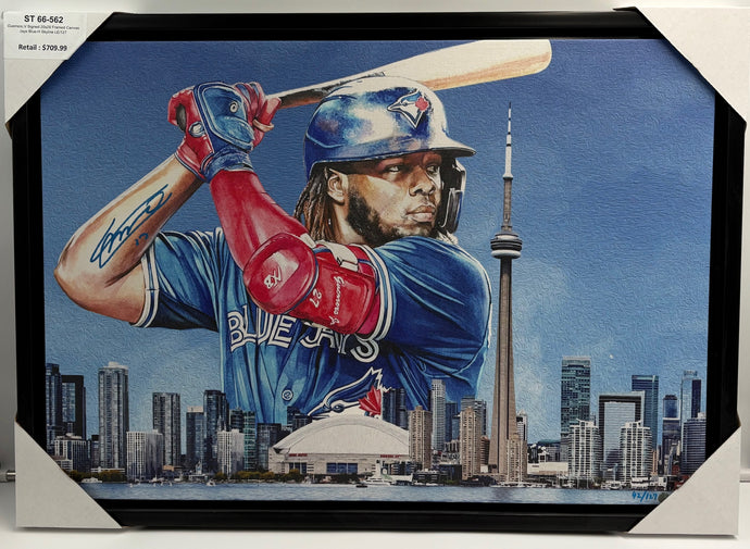 Vladimir Guerrero Jr. Signed 20x29 Framed Canvas Jays Blue-H Skyline LE/127