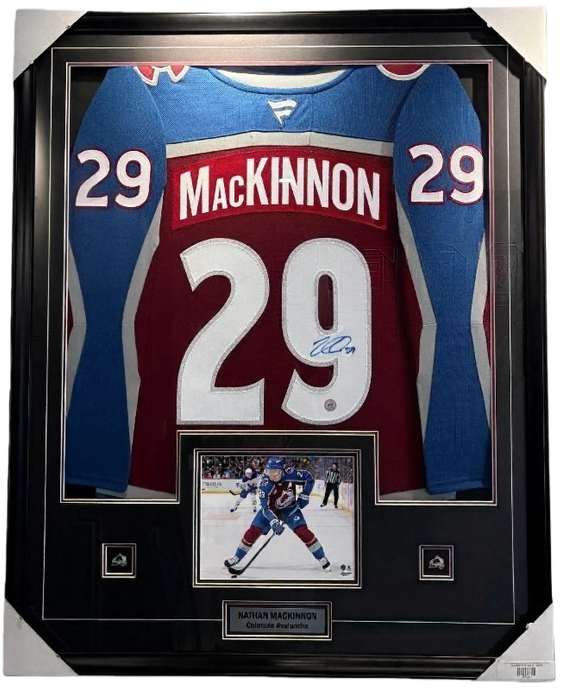Framed Nathan Mackinnon Signed Colorado Avalanche Fanatics Premium Jersey