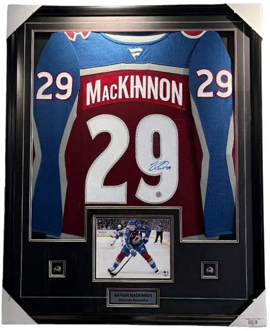 Framed Nathan Mackinnon Signed Colorado Avalanche Fanatics Premium Jersey